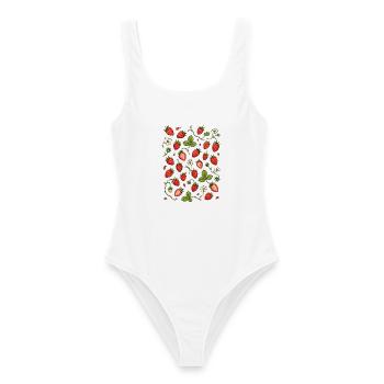 Erdbeeren | Beeren Garten & Sommer - Frauen Badeanzug - Weiß - Vorne - AI Model Female 172 dark (172cm)