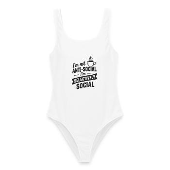 I'm not ANTI-SOCIAL I'm SELECTIVELY SOCIAL Kaffee - Frauen Badeanzug - Weiß - Vorne - AI Model Female 172 dark (172cm)