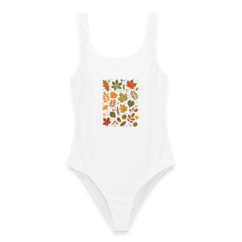 Herbstblätter | Natur & Wald - Frauen Badeanzug - Weiß - Vorne - AI Model Female 172 dark (172cm)