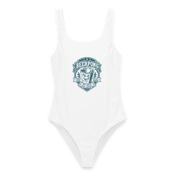 Beer Pong - Frauen Badeanzug - Weiß - Vorne - AI Model Female 172 dark (172cm)