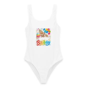 Bigfoot Geburtstag Fiesta - Frauen Badeanzug - Weiß - Vorne - AI Model Female 172 dark (172cm)