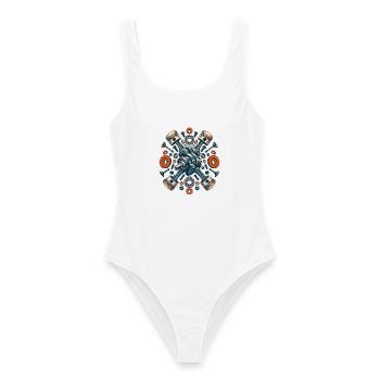 Bahnmechanik - Frauen Badeanzug - Weiß - Vorne - AI Model Female 172 dark (172cm)