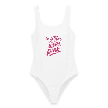 Im Oktober tragen wir Pink - Frauen Badeanzug - Weiß - Vorne - AI Model Female 172 dark (172cm)