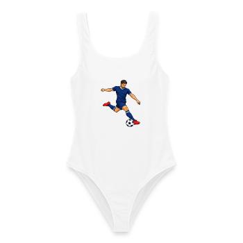 Fußball-Stürmer-Kick - Frauen Badeanzug - Weiß - Vorne - AI Model Female 172 dark (172cm)