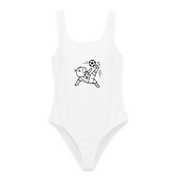 Niedliche Capybara-Fußballspieler-Übersicht - Frauen Badeanzug - Weiß - Vorne - AI Model Female 172 dark (172cm)