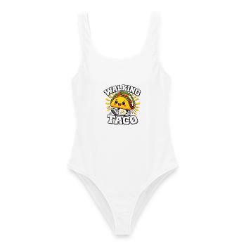 Walking Taco, lustige Kostüm-Tacos  - Frauen Badeanzug - Weiß - Vorne - AI Model Female 172 dark (172cm)