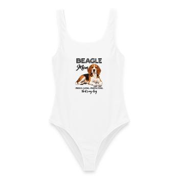 Beagle Mom Proud Loyal Protective Hundemama - Frauen Badeanzug - Weiß - Vorne - AI Model Female 172 dark (172cm)