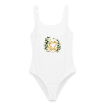 JGA Team Bride Braut Junggesellinnenabschied  - Frauen Badeanzug - Weiß - Vorne - AI Model Female 172 dark (172cm)
