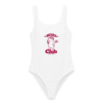 Rotes Capybara Bierclub – Sip Slow, Club More - Frauen Badeanzug - Weiß - Vorne - AI Model Female 172 dark (172cm)