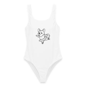 Süßes Corgi-Ballerina-Tanzen Süßes Hundeliebhaber-Geschenk - Frauen Badeanzug - Weiß - Vorne - AI Model Female 172 dark (172cm)