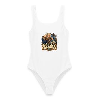 66.Geburtstag - Frauen Badeanzug - Weiß - Vorne - AI Model Female 172 dark (172cm)