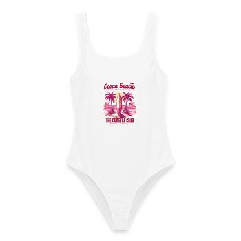 Ocean Beach Surfen Sommer Strand Retro Vintage - Frauen Badeanzug - Weiß - Vorne - AI Model Female 172 dark (172cm)
