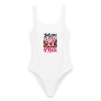 Just a Girl Who Loves Pigs - Frauen Badeanzug - Weiß - Vorne - AI Model Female 172 dark (172cm)