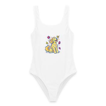 Goldendoodle Hund Herbst Hundemama Hundepapa Bunt - Frauen Badeanzug - Weiß - Vorne - AI Model Female 172 dark (172cm)