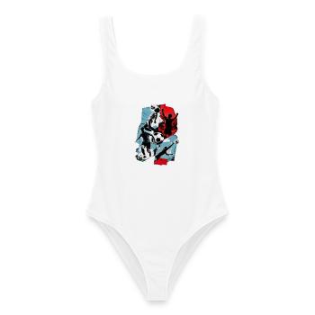 Fußball - Frauen Badeanzug - Weiß - Vorne - AI Model Female 172 dark (172cm)