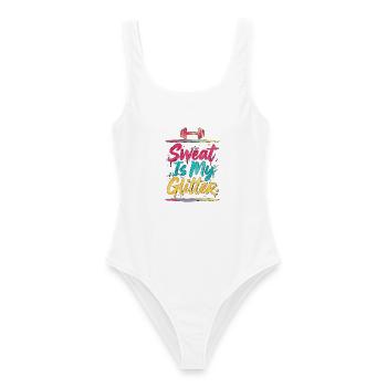 Personal Trainer Sweat Is My Glitter Fitness Coach - Frauen Badeanzug - Weiß - Vorne - AI Model Female 172 dark (172cm)