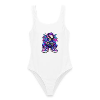Neon-Graffiti-Gamer-Skelett – Gamer-Geschenk - Frauen Badeanzug - Weiß - Vorne - AI Model Female 172 dark (172cm)
