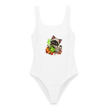 Mumien Katze mit Zaubertrank Halloween - Frauen Badeanzug - Weiß - Vorne - AI Model Female 172 dark (172cm)