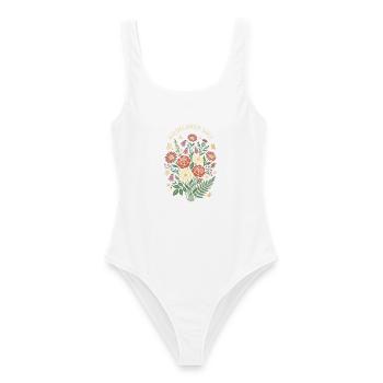 Wildflower Soul Blumenstrauß-Design - Frauen Badeanzug - Weiß - Vorne - AI Model Female 172 dark (172cm)