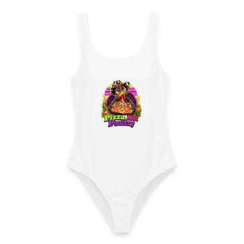 Thanksgiving-Truthahn mit Pizza-Cowboy-Spruch - Frauen Badeanzug - Weiß - Vorne - AI Model Female 172 dark (172cm)