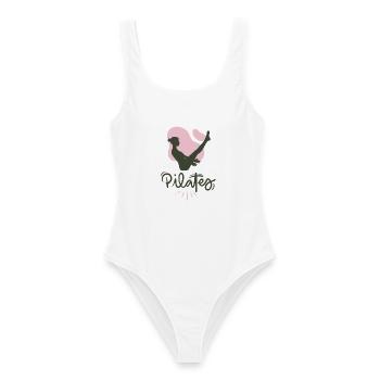 Pilates - Maillot de bain femme - blanc - Devant - AI Model Female 172 dark (172cm)