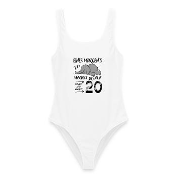 20. Geburtstag Elefant wacht auf ZZZ Schlafen Fun - Frauen Badeanzug - Weiß - Vorne - AI Model Female 172 dark (172cm)