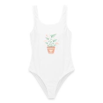 Traumflug-Pflanze Papierflüge - Frauen Badeanzug - Weiß - Vorne - AI Model Female 172 dark (172cm)