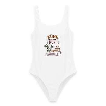 Kühe Muh Kaffee – Das Passt! - Frauen Badeanzug - Weiß - Vorne - AI Model Female 172 dark (172cm)