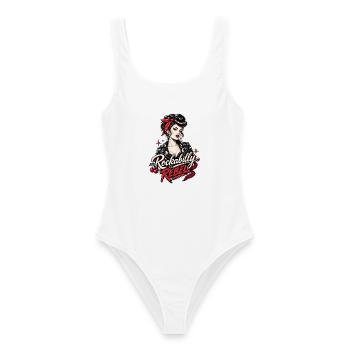 Rockabilly Rebel Retro Cherry Rebellin Pinup - Frauen Badeanzug - Weiß - Vorne - AI Model Female 172 dark (172cm)