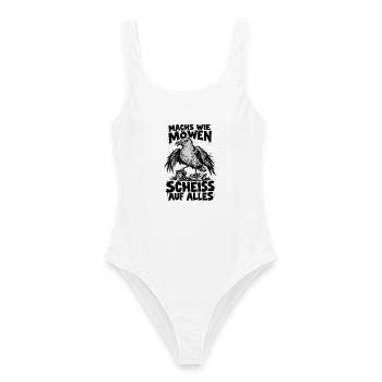 Möwe Punk Spruch Scheiss auf alles Küstenhumor - Frauen Badeanzug - Weiß - Vorne - AI Model Female 172 dark (172cm)