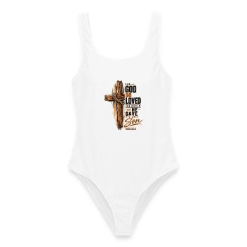 Johannes 3,16 Kreuz Jesus Liebe Christliches Shirt - Frauen Badeanzug - Weiß - Vorne - AI Model Female 172 dark (172cm)