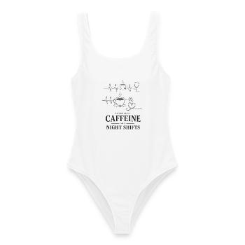 Kaffee Herz Nacht Schicht - Frauen Badeanzug - Weiß - Vorne - AI Model Female 172 dark (172cm)