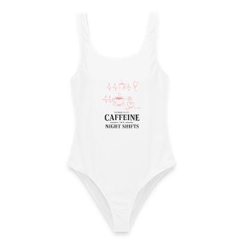 Kaffeeherz Nachtdienst Design - Frauen Badeanzug - Weiß - Vorne - AI Model Female 172 dark (172cm)