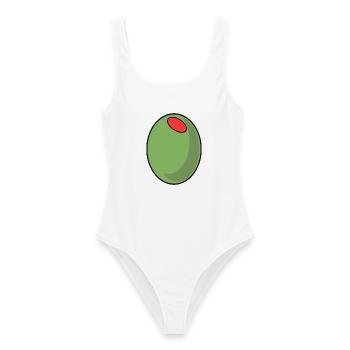 GRÜNE OLIVE PAPRIKA - Frauen Badeanzug - Weiß - Vorne - AI Model Female 172 dark (172cm)