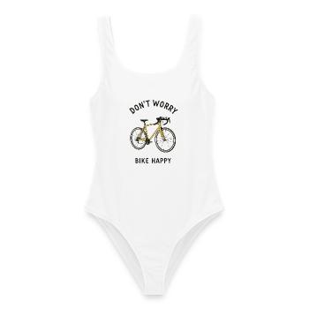 Bike happy - Frauen Badeanzug - Weiß - Vorne - AI Model Female 172 dark (172cm)