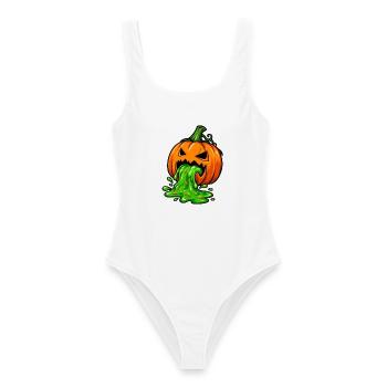 Giftiger Halloween Kürbis - Frauen Badeanzug - Weiß - Vorne - AI Model Female 172 dark (172cm)