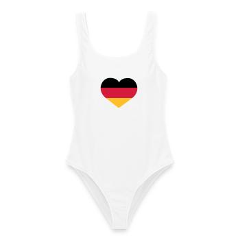 Deutschland Herz - Frauen Badeanzug - Weiß - Vorne - AI Model Female 172 dark (172cm)