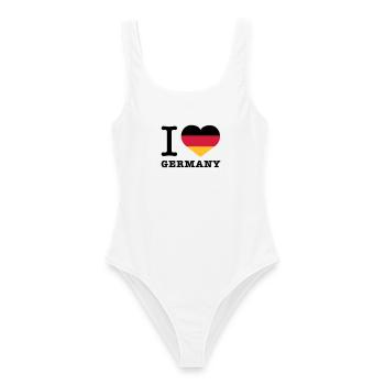 I love Germany | Herz | Heart - Maillot de bain femme - blanc - Devant - AI Model Female 172 dark (172cm)