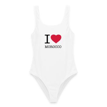I LOVE MOROCCO Marokko - Frauen Badeanzug - Weiß - Vorne - AI Model Female 172 dark (172cm)