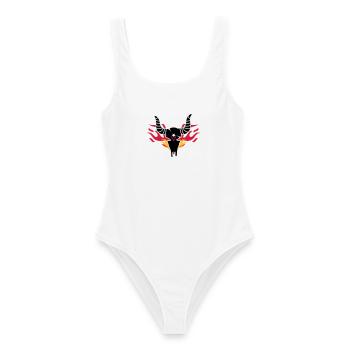 Bull crâne avec des flammes - Maillot de bain femme - blanc - Devant - AI Model Female 172 dark (172cm)