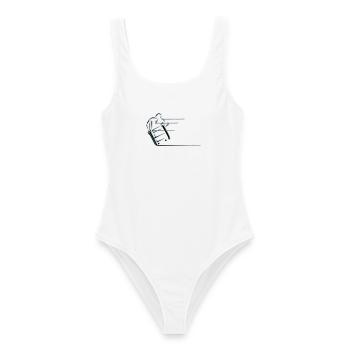 Fauteuil roulant sport vitesse - Maillot de bain femme - blanc - Devant - AI Model Female 172 dark (172cm)
