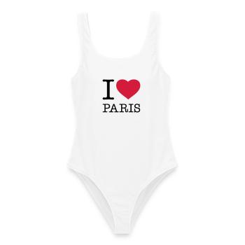 I LOVE PARIS - Frauen Badeanzug - Weiß - Vorne - AI Model Female 172 dark (172cm)