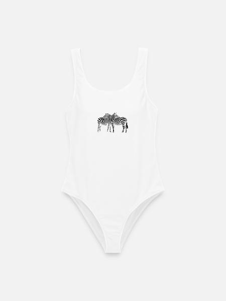 Zebra - Frauen Badeanzug - Weiß