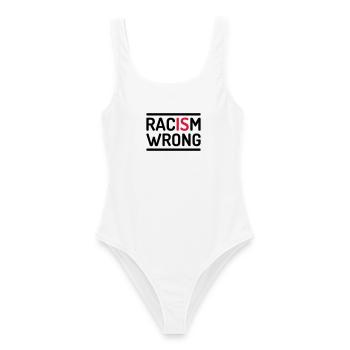 Racism Is Wrong Statement - Frauen Badeanzug - Weiß - Vorne - AI Model Female 172 dark (172cm)
