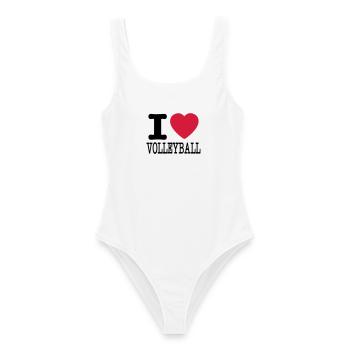 J'aime le volley-ball / j'aime la chemise de volleyball - Maillot de bain femme - blanc - Devant - AI Model Female 172 dark (172cm)