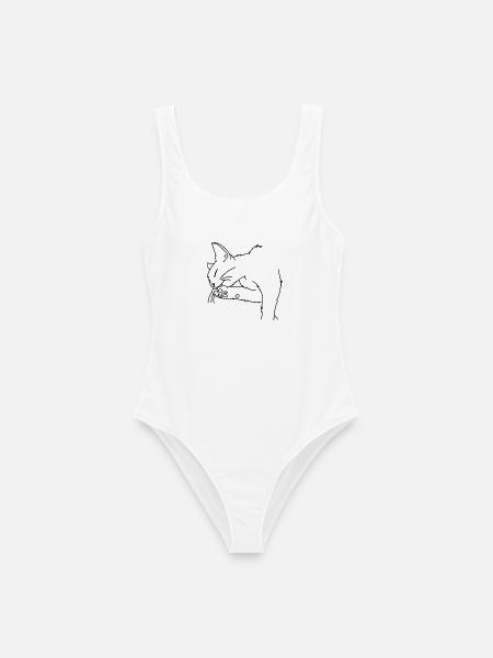 Katze - Frauen Badeanzug - Weiß
