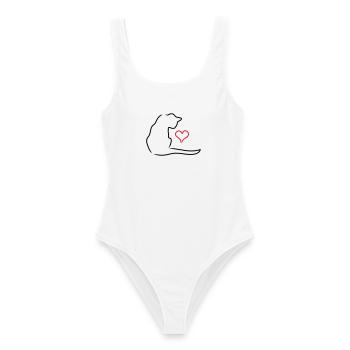 Chat - Maillot de bain femme - blanc - Devant - AI Model Female 172 dark (172cm)