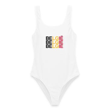 BELGIE Drapeau Belge - Belgique - Belgique 2024 - Maillot de bain femme - blanc - Devant - AI Model Female 172 dark (172cm)