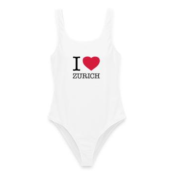 I LOVE ZURICH Zürich - Frauen Badeanzug - Weiß - Vorne - AI Model Female 172 dark (172cm)