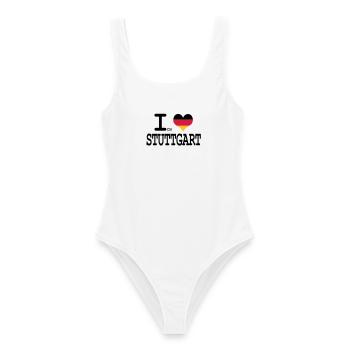 J'aime Stuttgart - Maillot de bain femme - blanc - Devant - AI Model Female 172 dark (172cm)